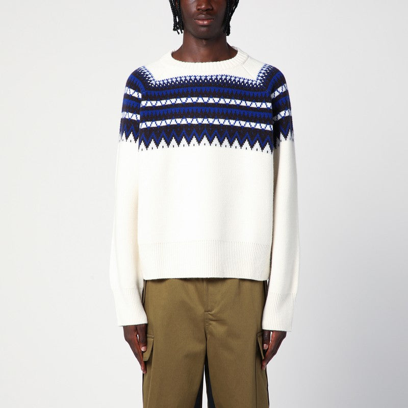 Wales Bonner - Wales Bonner Ivory/blue Mist Fair Isle jumper - Men’s Knitwear