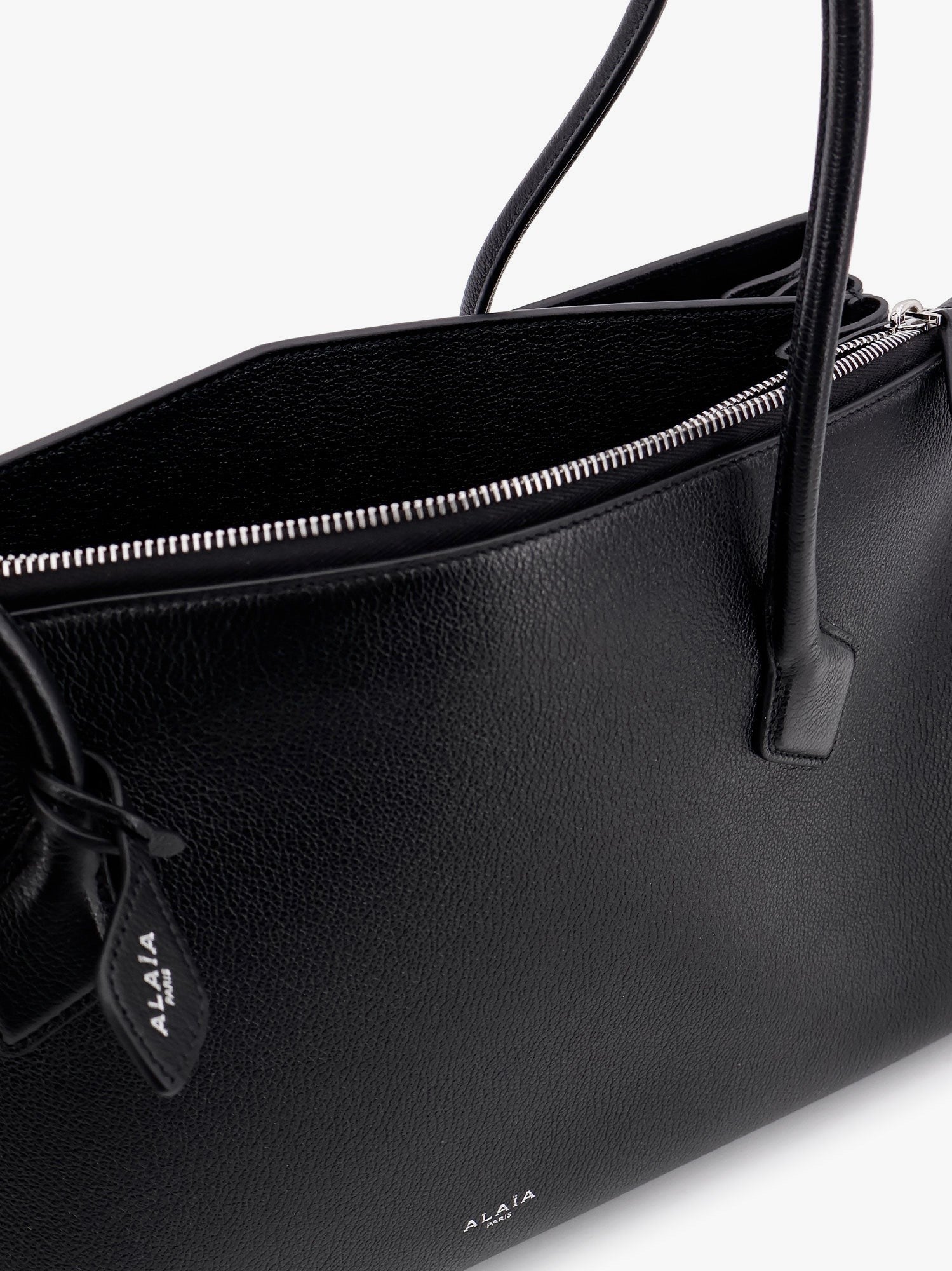 ALAIA - Leather Shoulder Bag With Frontal Logo Print - Home->Woman->Bags->Shoulder bags