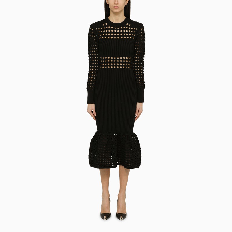Alexander Mcqueen - Alexander McQueen Black knitted midi dress - Women’s Clothing