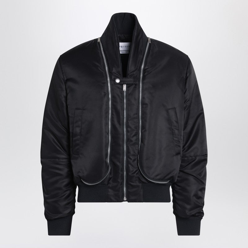 Alexander Mcqueen - Alexander McQueen Black nylon zip bomber - Jackets