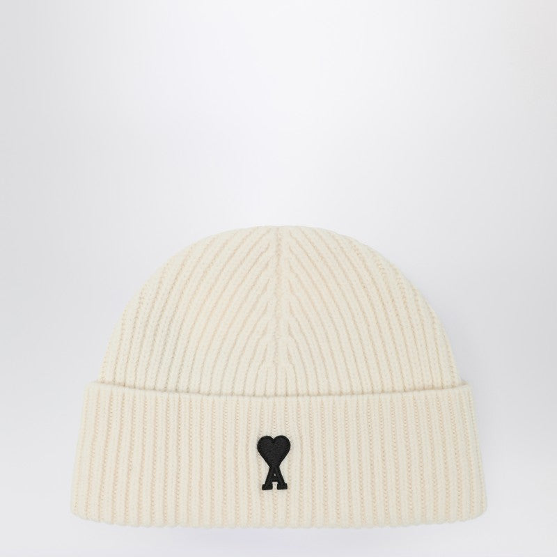 Ami Paris - Ami Paris White wool Ami De Coeur beanie - Scarves Hats & Gloves