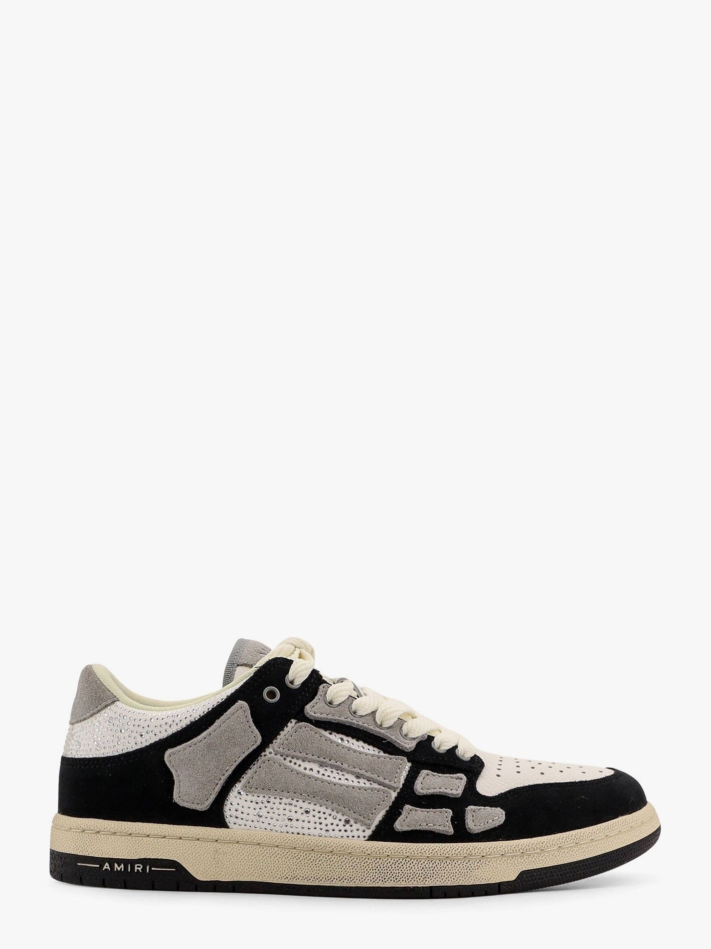 AMIRI - Amiri Crystal Skel Top Low Leather And Suede Sneakers With Rhinestones Detail - Men’s Shoes