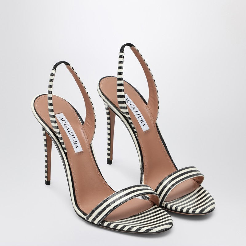 Aquazzura - Aquazzura So Nude 105 white and black sandals - Sandals