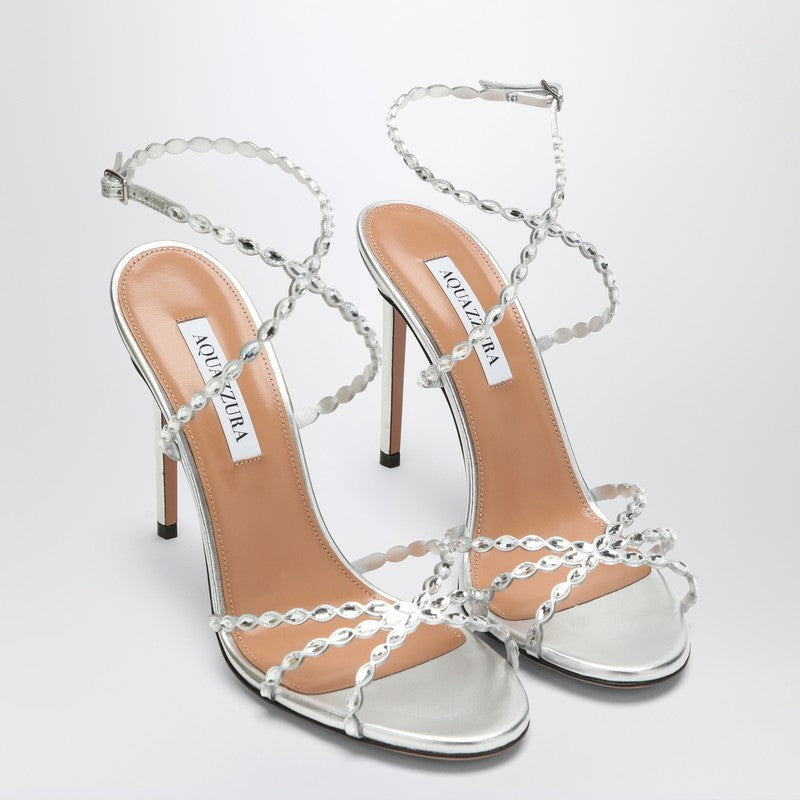 Aquazzura - Aquazzura Love Struck silver sandals with crystals - Sandals