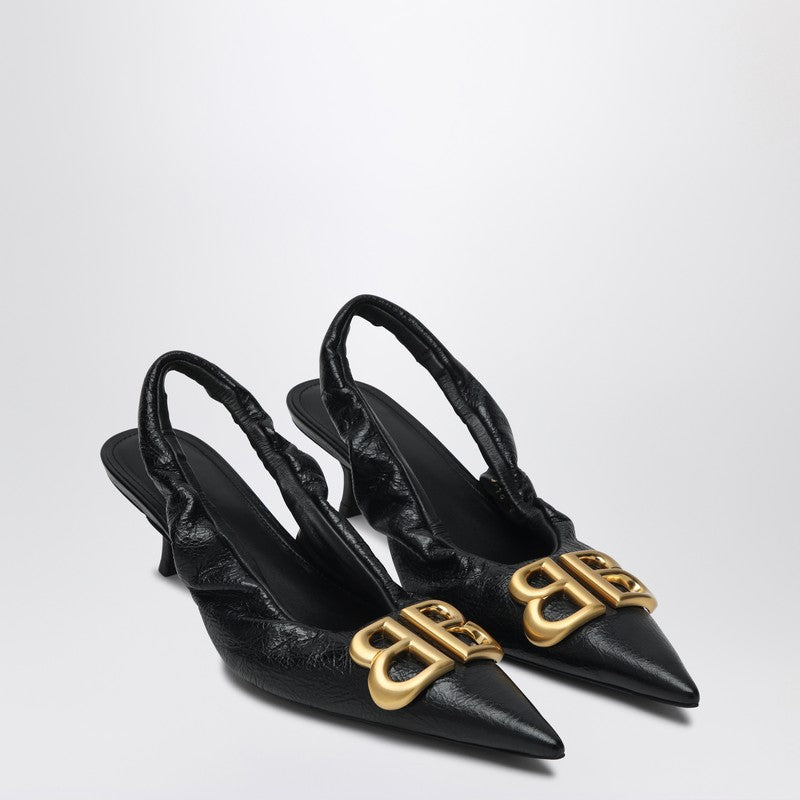 Balenciaga - Balenciaga Monaco black slingback with logo - Slingback