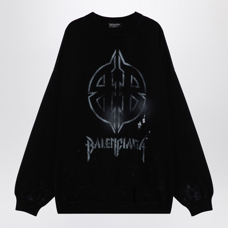 Balenciaga - Balenciaga Black cotton blend jumper with print - Topwear