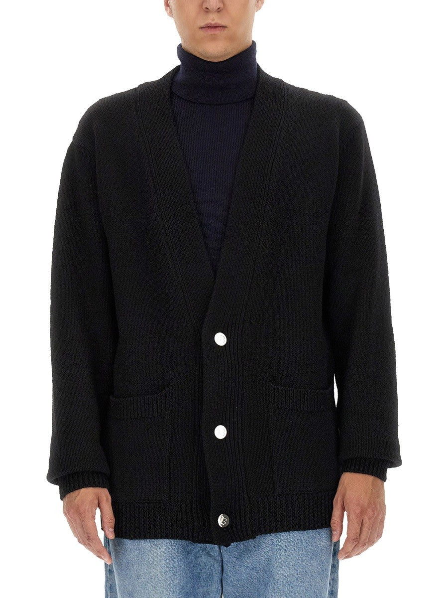 Balmain - Balmain Cardigan With Logo Inlay - Men’s Knitwear
