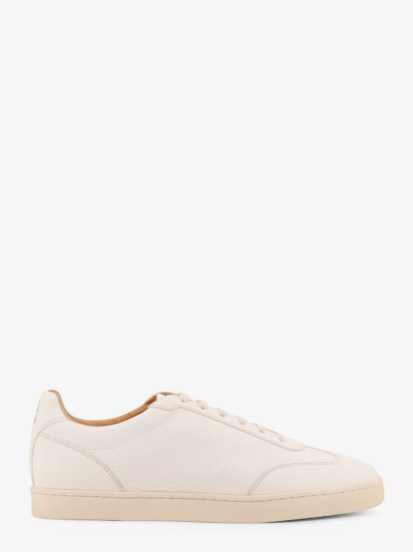 Brunello Cucinelli - Brunello Cucinelli Leather Sneakers With Back Logo Print - Men’s Shoes