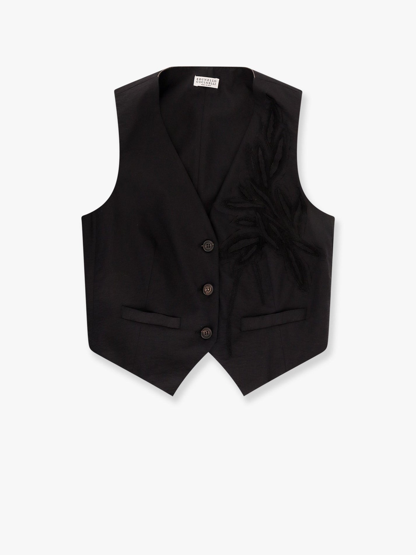 Brunello Cucinelli - Brunello Cucinelli Techno Cotton Poplin Vest With Herbarium Appliquã© And Monili