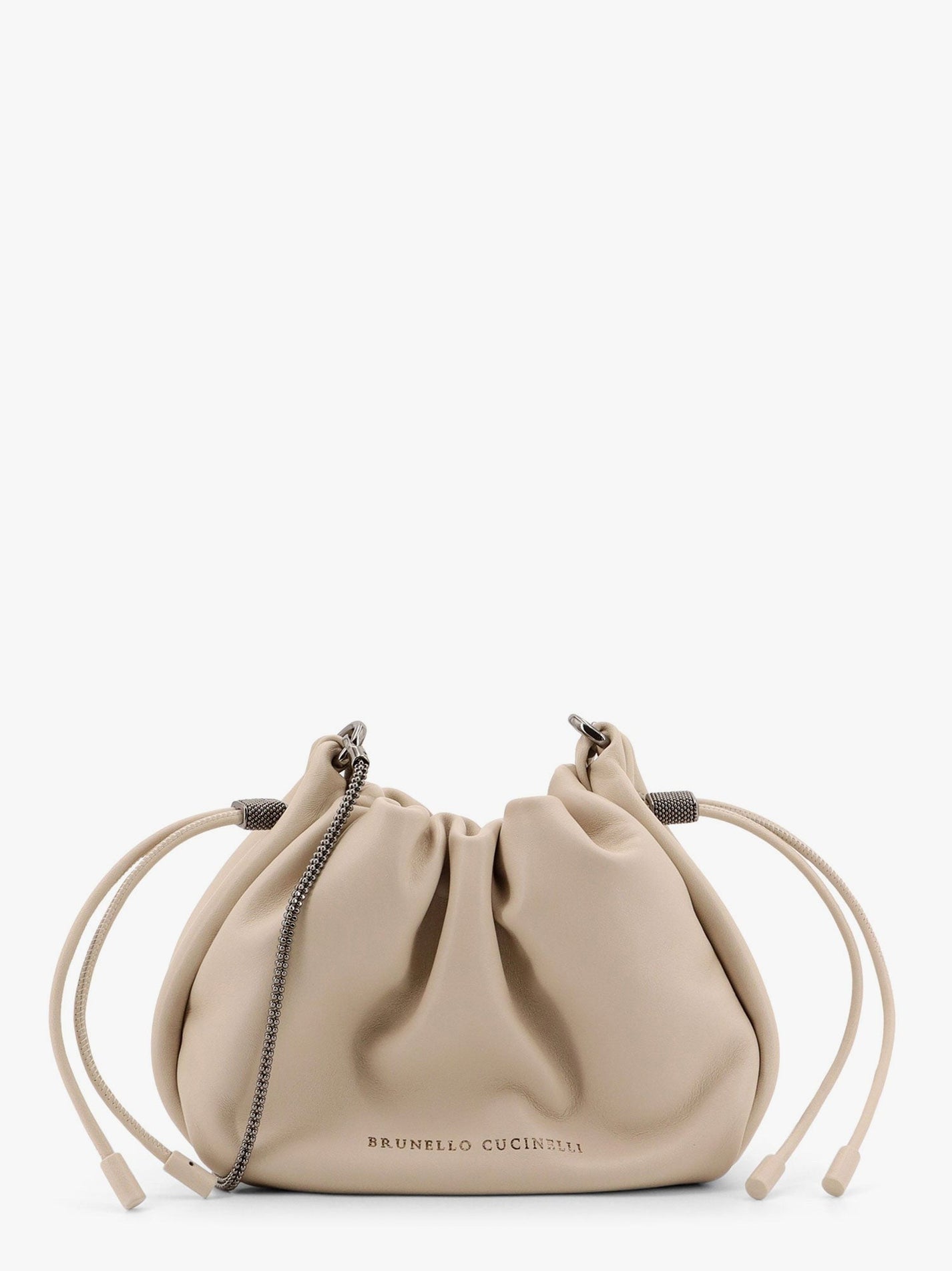 Brunello Cucinelli - Mellow Mini Bucket Bag In Soft Leather With Precious Chain - Women’s Bags