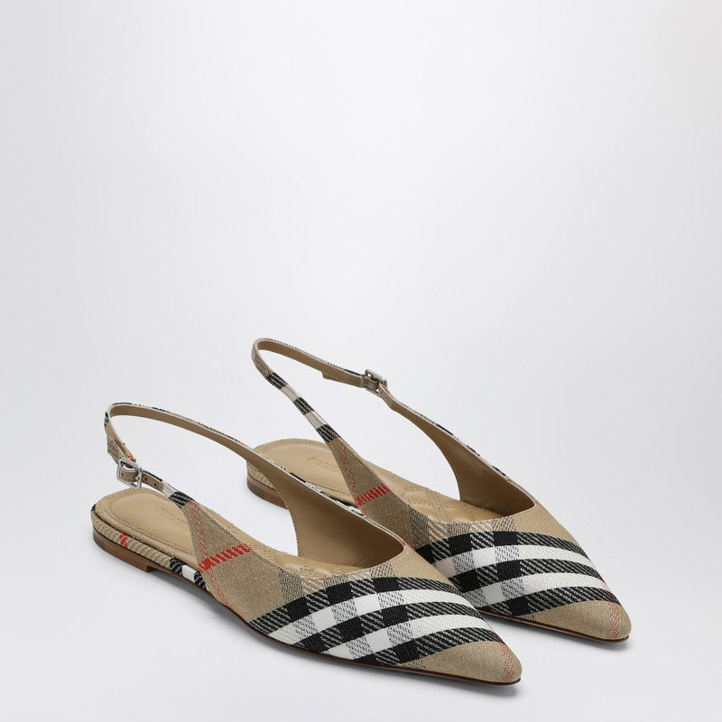 Burberry - Burberry Ballerine slingback Birdie Check - Slippers & Flip-flops