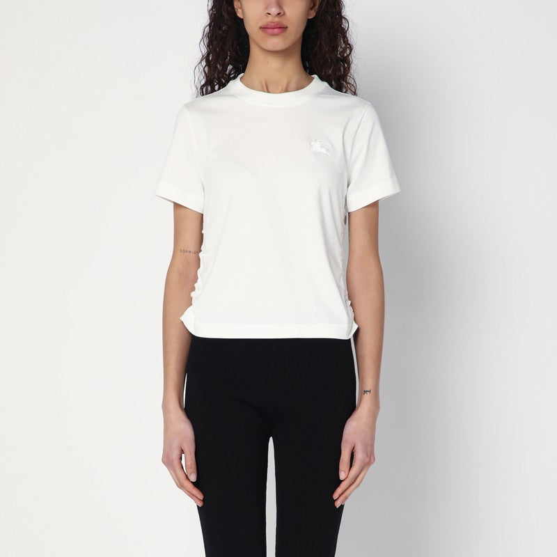 Burberry - Burberry White T-shirt with check pattern detail - Topwear