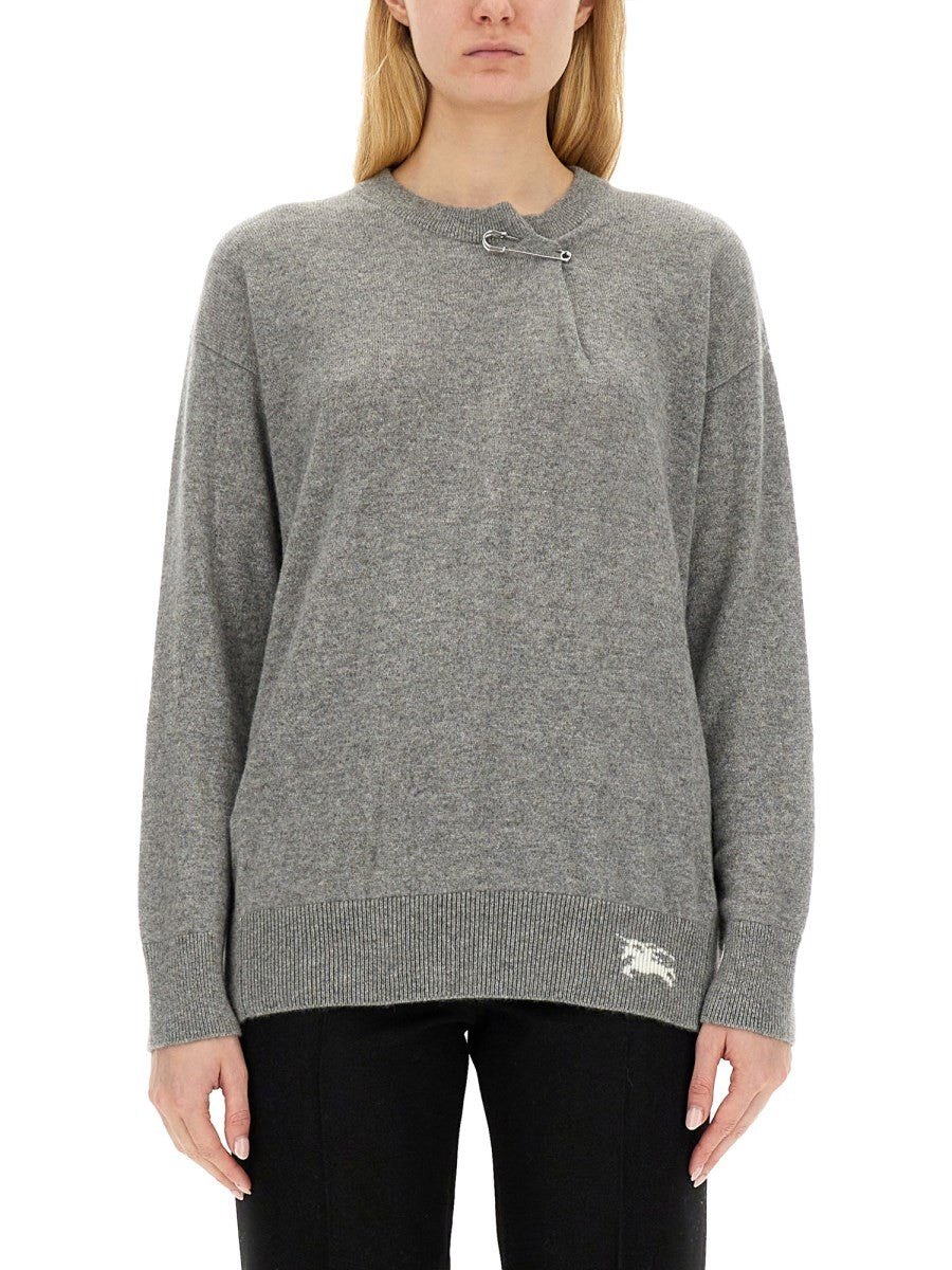 Burberry - Burberry Cashmere Sweater With Kilt Pin - Women’s Knitwear