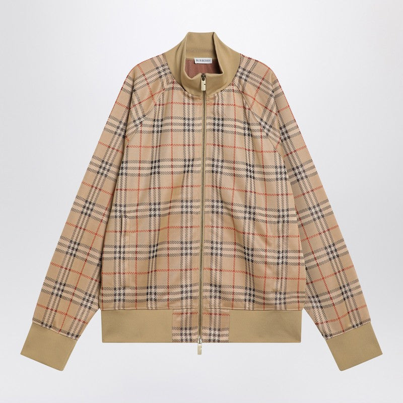 Burberry - Burberry Beige sweatshirt with Check motif in jacquard - Jackets