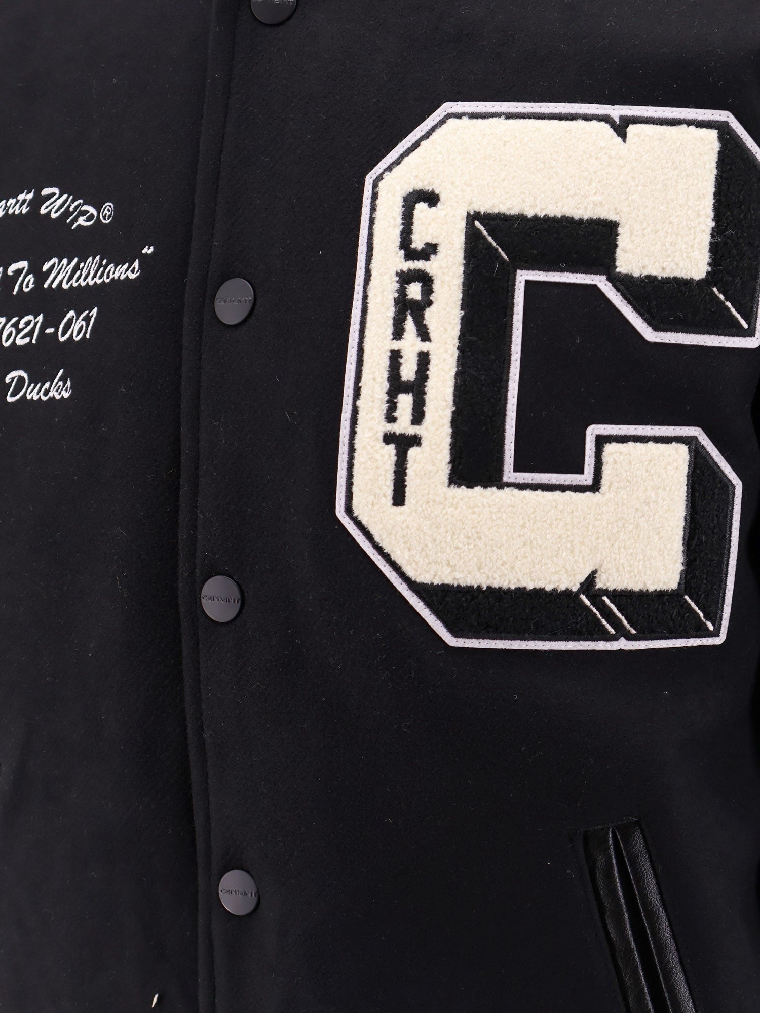 Carhartt Wip - Wool Blend Jacket With Alternative Material To Leather Sleeves - Home->Man->Clothing->Jackets
