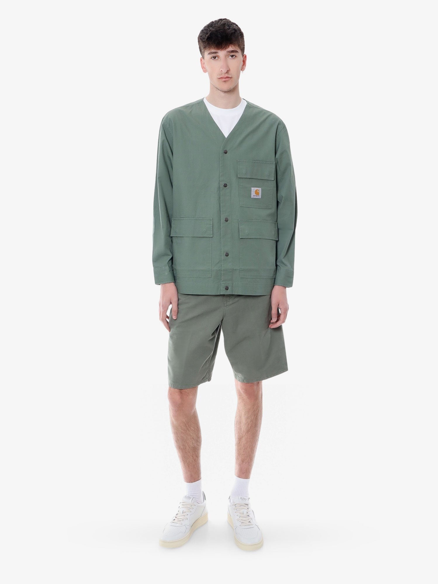 Carhartt Wip - Single Knee Cotton Bermuda Shorts With Logo Patch - Home->Man->Clothing->Shorts