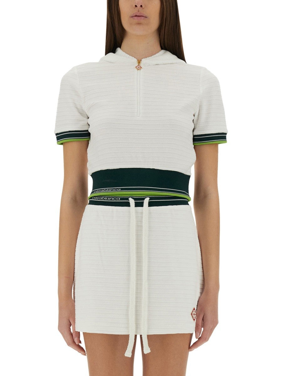 CASABLANCA - Casablanca Cropped Tennis Shirt - Woman->Clothing->Tops