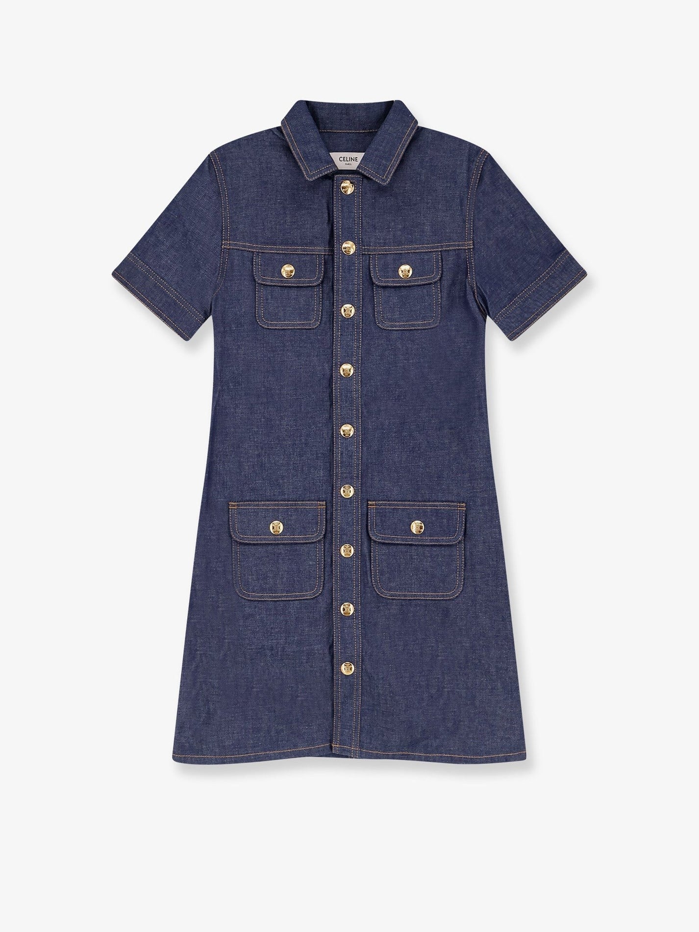 Celine - Celine Denim Mini Chemisier/Dress - Woman->Clothing->Dresses->Vestiti Corti