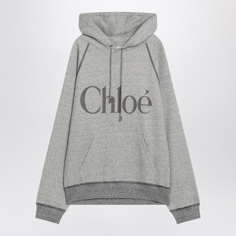 Chloé - Chloé Gray hoodie with logo - Topwear
