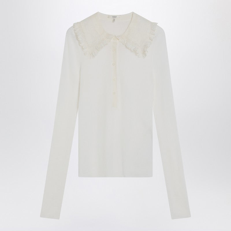Chloé - Chloé White Henley shirt in wool knit - Shirts