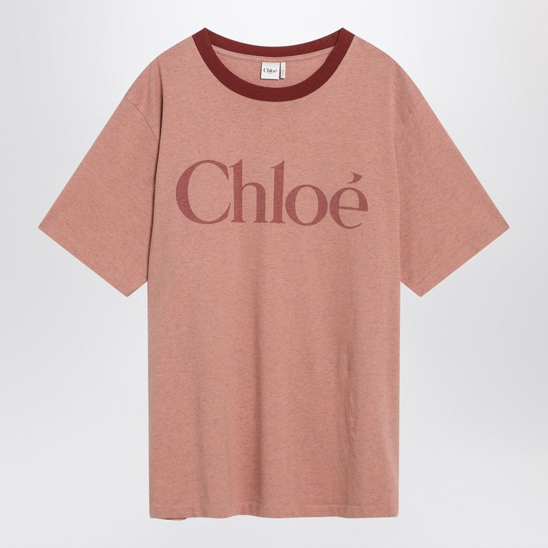 Chloé - Chloé Pink cotton T-shirt with logo - Topwear