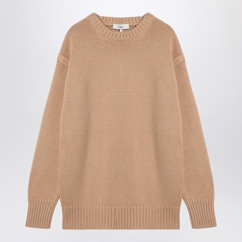 Chloé - Chloé Nude cashmere and cotton oversize jumper - Knitwear