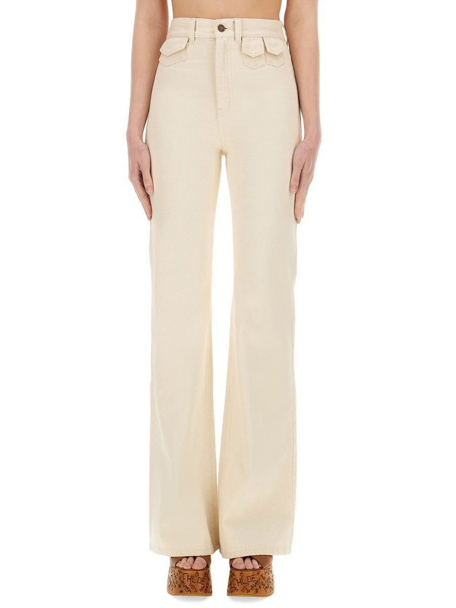 CHLOE’ - High Waist Flare Jeans - Home->Woman->Clothing->Jeans