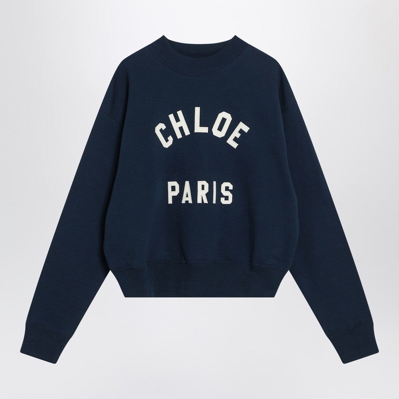 Chloé - Chloé Navy blue sweatshirt with logo - Topwear