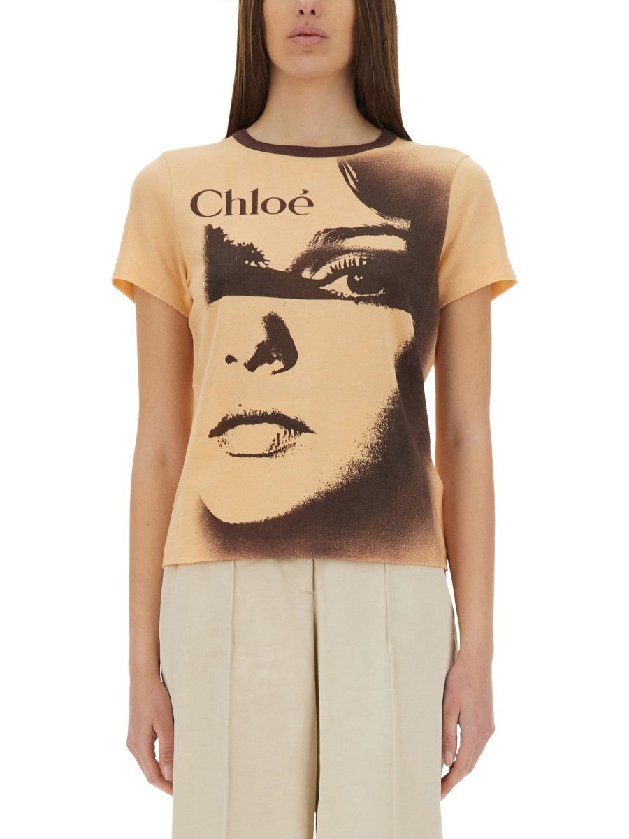 CHLOE’ - Chloe’ Cotton Jersey Logo T Shirt - Woman->Clothing->t-shirts