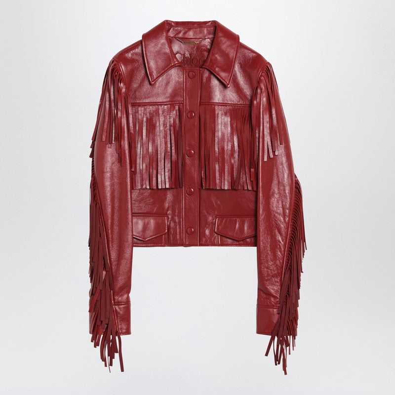 Chloé - Chloé Fringed red leather jacket - Women’s Outerwear