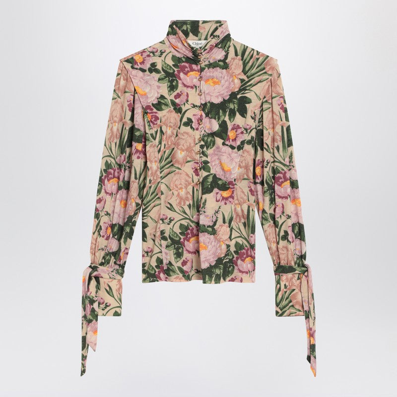 Chloé - Chloé Turtleneck jersey wool sweater with floral print - Shirts