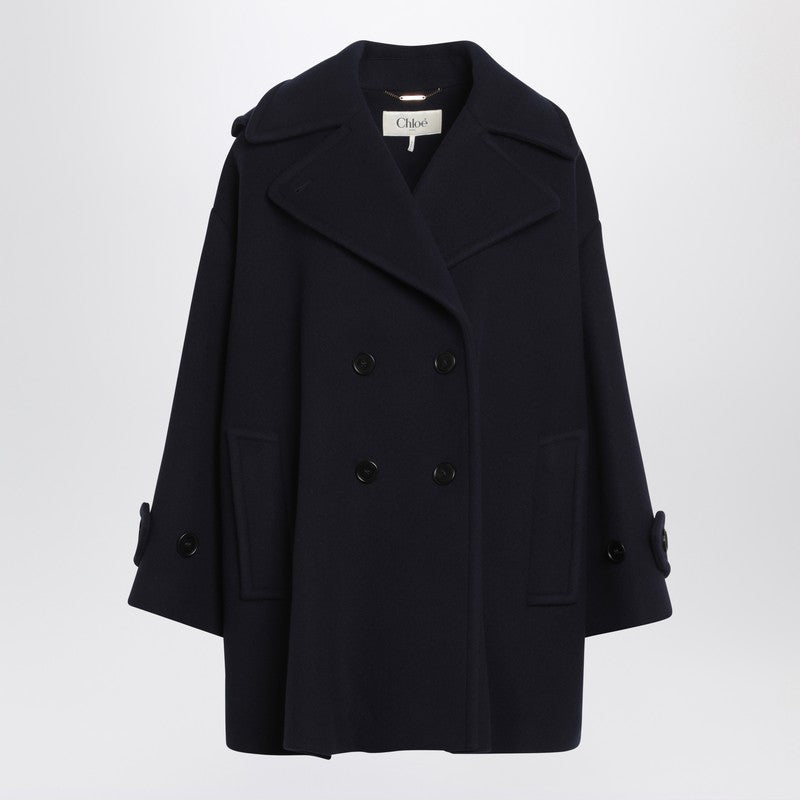 Chloé - Chloé Wide blue double-breasted coat - Coats