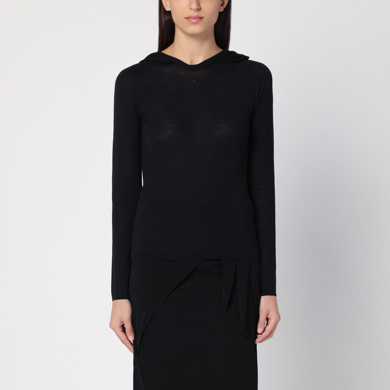 Courreges - Courreges Courrèges Light wool black hooded sweater - Women’s Tops