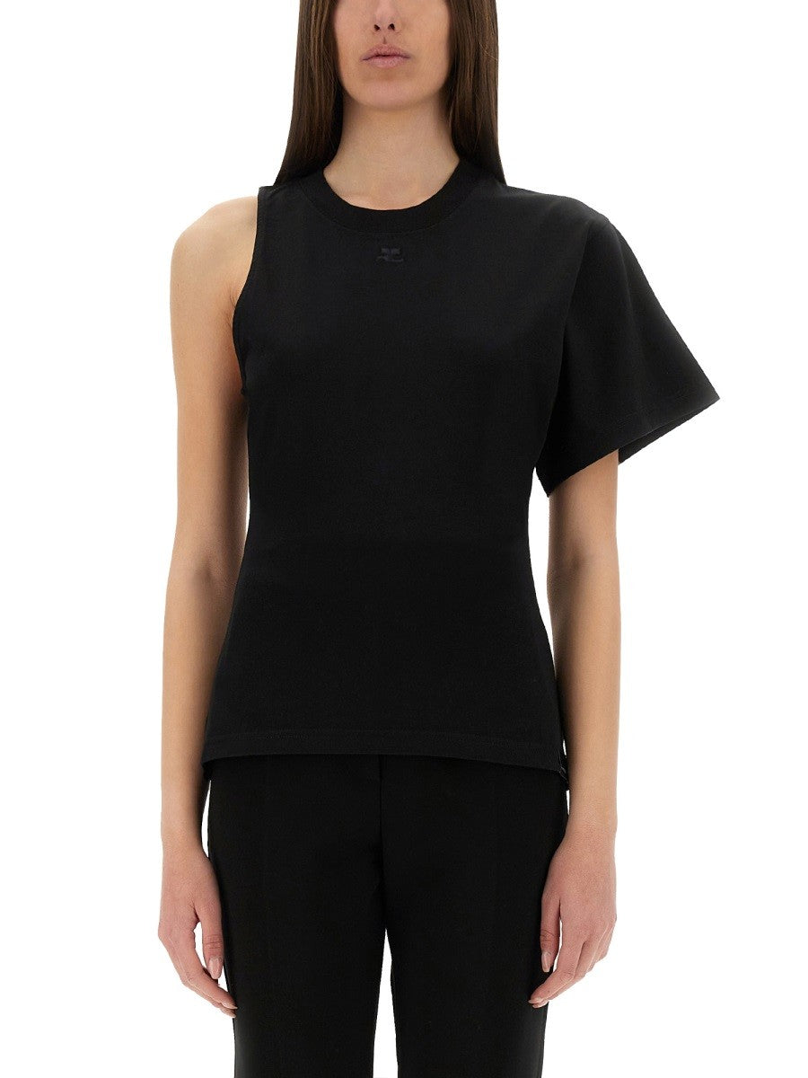 COURREGES - Courreges One Shoulder T Shirt In Scuba - Women’s Tops