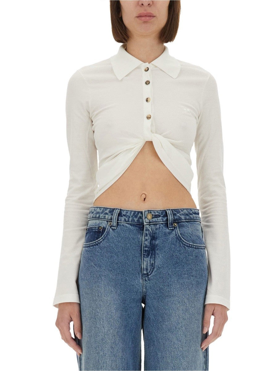 COURREGES - Courreges Cropped Polo Shirt ’Twist’ - Women’s Tops