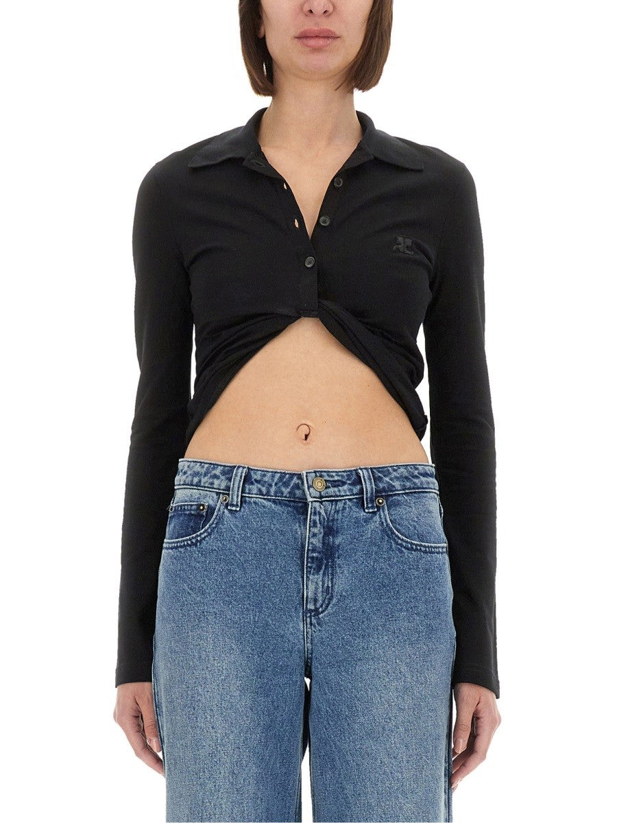 COURREGES - Courreges Cropped Polo Shirt ’Twist’ - Women’s Tops