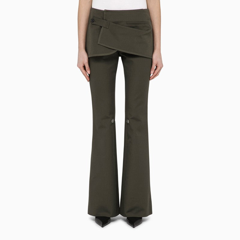 Courreges - Courreges Courrèges Military green cotton mini skirt trousers - Trousers