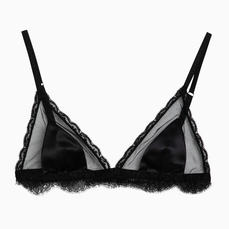 Dolce & Gabbana - Dolce & Gabbana Dolce&Gabbana Black silk satin and lace bra - Beachwear & underwear