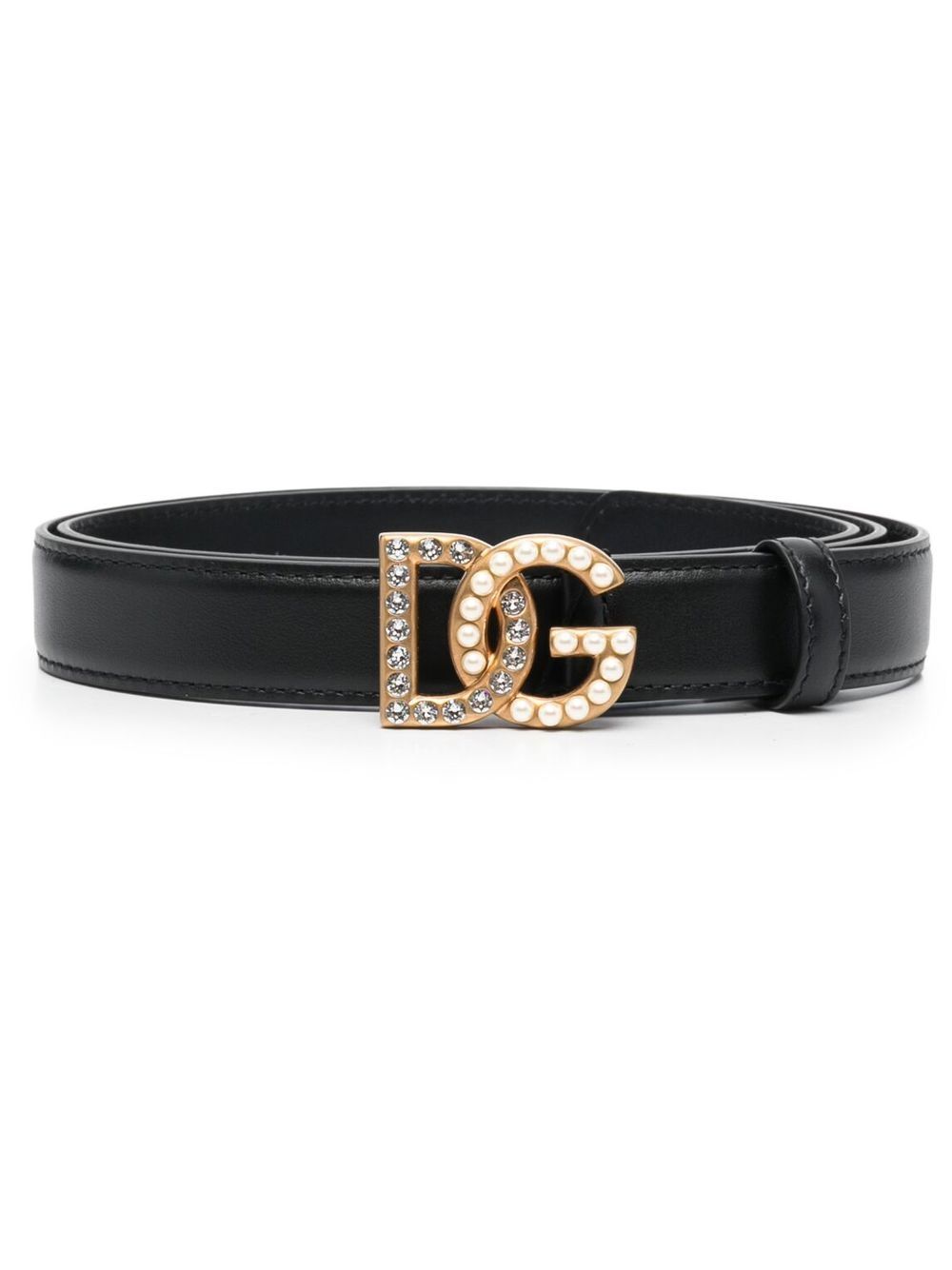Dolce & Gabbana - Dolce & Gabbana DG-logo embellished leather belt - Belts