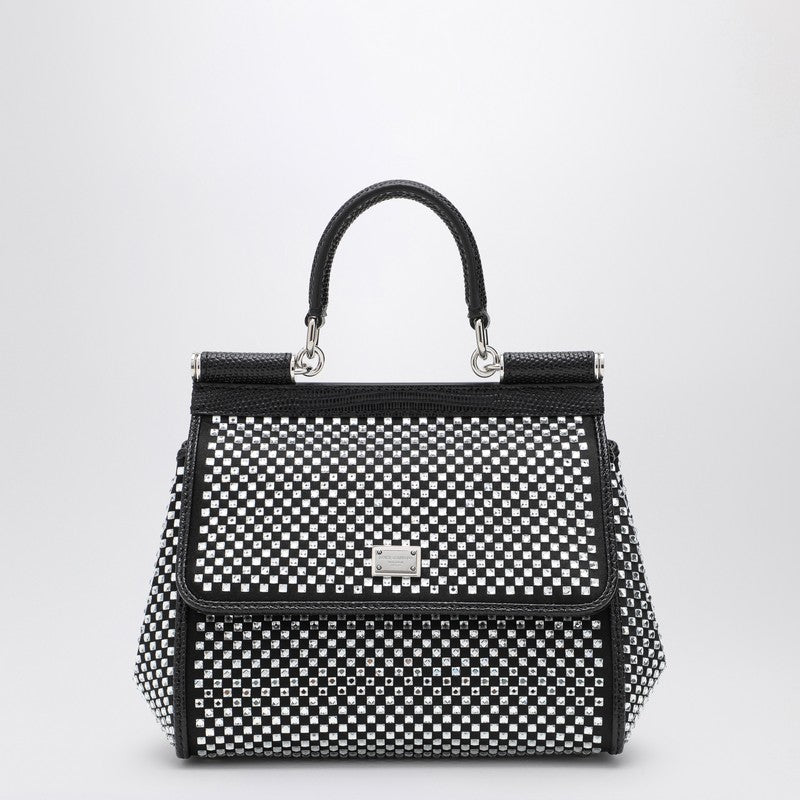 Dolce & Gabbana - Dolce & Gabbana Dolce&Gabbana Black Sicily medium handbag with crystals - Handbag