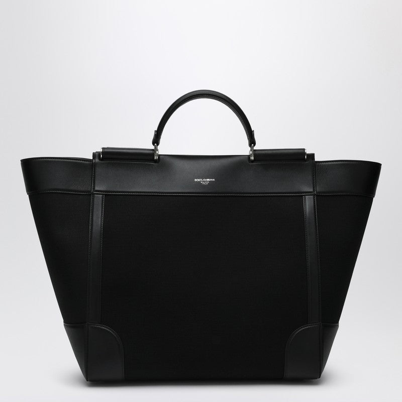 Dolce & Gabbana - Dolce & Gabbana Dolce&Gabbana Black fabric and leather tote bag - Shopper