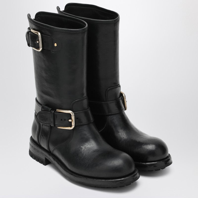 Dolce & Gabbana - Dolce & Gabbana Dolce&Gabbana Black leather boot with buckles - Boots