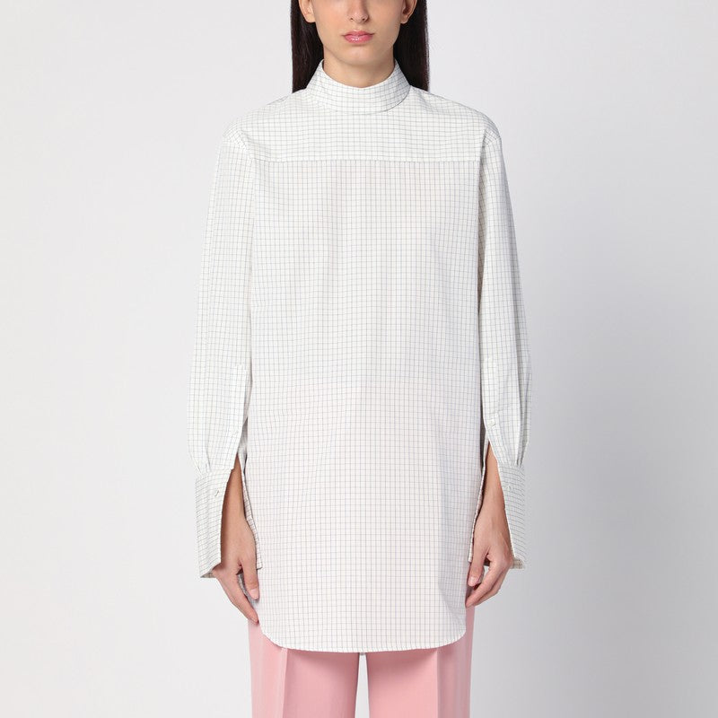 Dries Van Noten - Dries Van Noten White checked popeline turtleneck shirt - Shirts