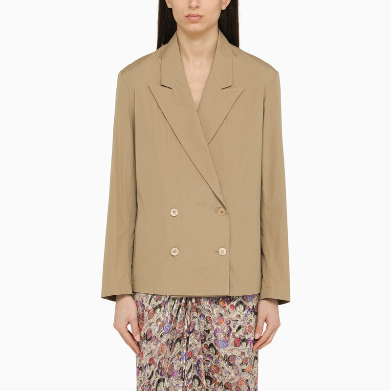 Dries Van Noten - Dries Van Noten Beige double-breasted cotton jacket - Jackets