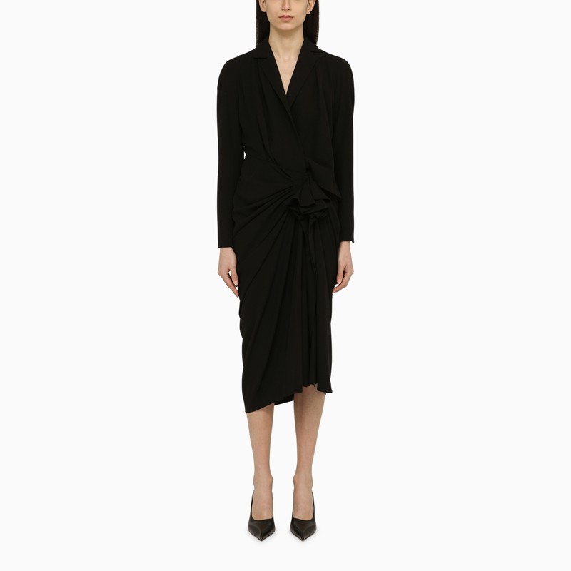 Dries Van Noten - Dries Van Noten Black wool-blend dress with drape - Dresses