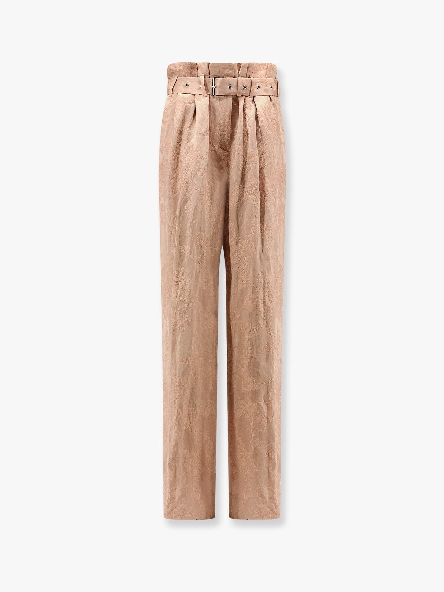 Dries Van Noten - Dries Van Noten Damasked Linen And Viscose Trouser With Belt - Women’s Pants