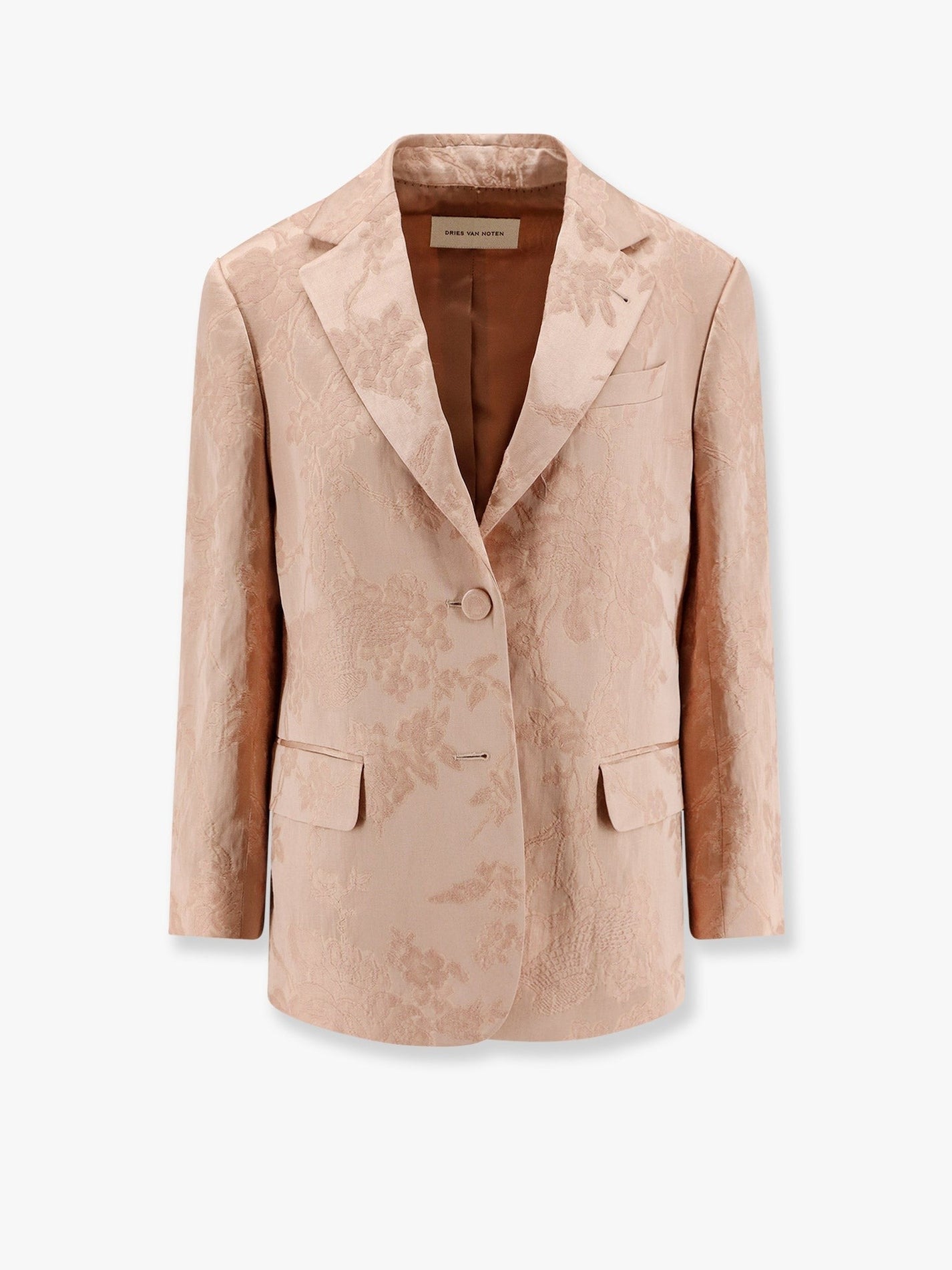 Dries Van Noten - Dries Van Noten Jacquard Linen Blend Blazer With Floral Motif - Women’s Clothing
