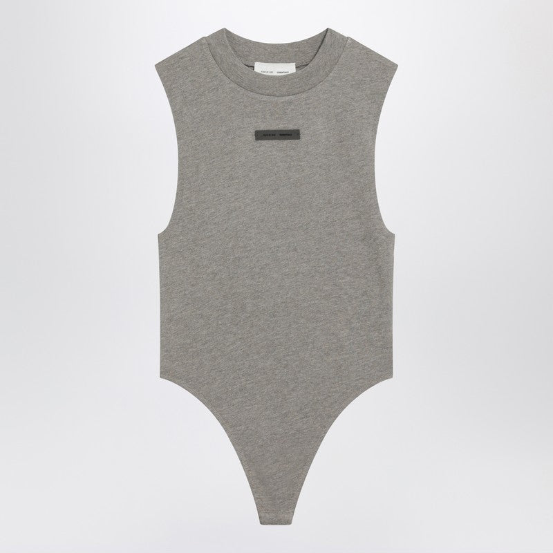 Fear of God Essentials - Fear of God Essentials Sleeveless grey cotton-blend bodysuit - Topwear