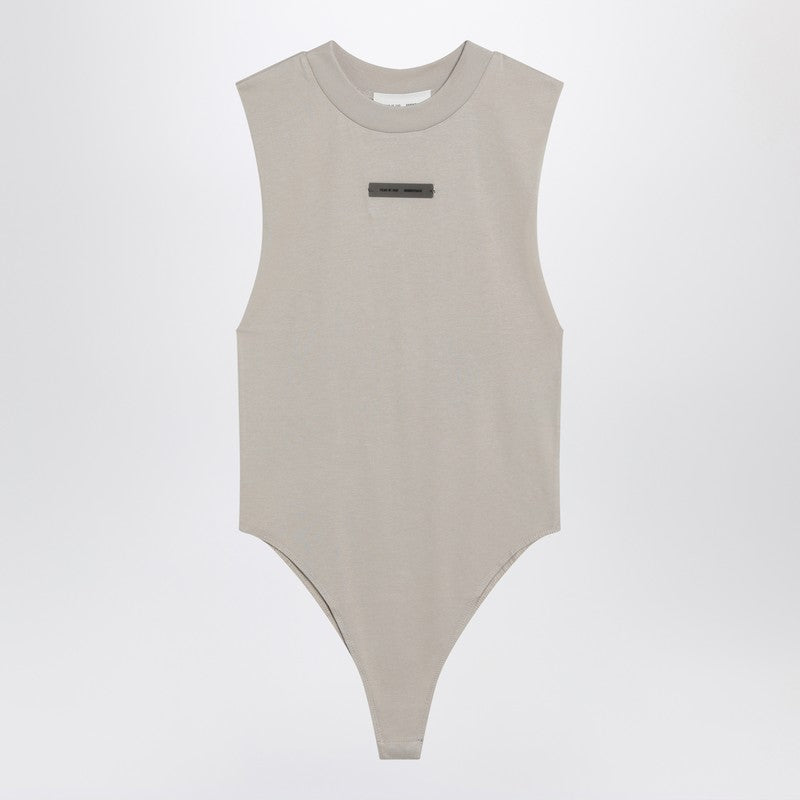 Fear of God Essentials - Fear of God Essentials Sleeveless greige cotton-blend bodysuit - Topwear