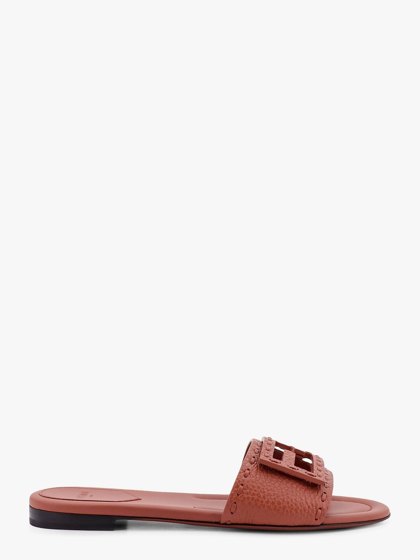 Fendi - Fendi Baguette Leather Slides With Macro Selleria Topstitches - Women’s Shoes